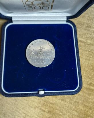 Rara moneta Lire 500 in  argento Le Caravelle