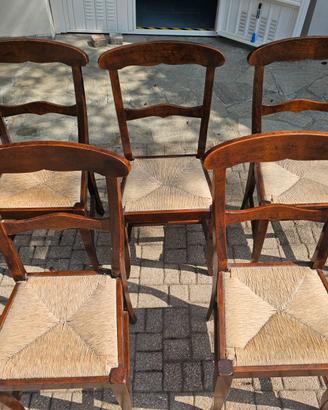 Set 5 sedie in noce antico