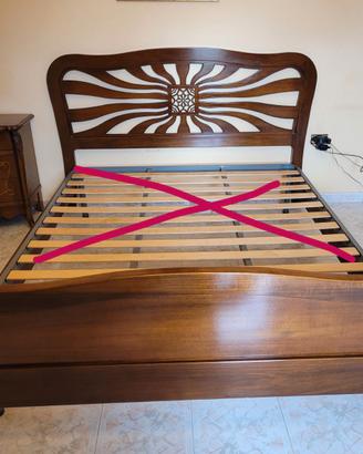 LETTO MATRIMONIALE in LEGNO NOCE INTARSIATO