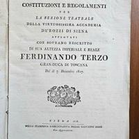 Costituzioni Regolamenti Accademia Dei Rozzi 1918