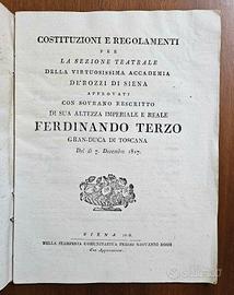 Costituzioni Regolamenti Accademia Dei Rozzi 1918