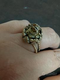anello con rosa in ottone vintage 