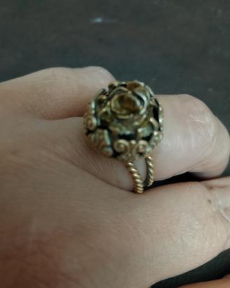anello con rosa in ottone vintage 