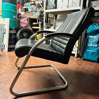 Sedia d’ufficio in pelle anni 80