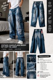 Jeans Denim Uomo Baggy Cargo 