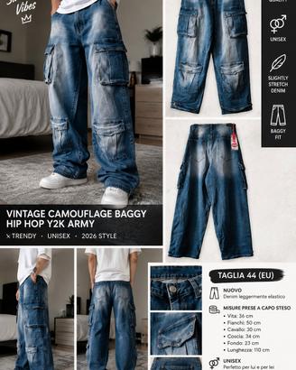 Jeans Denim Uomo Baggy Cargo 