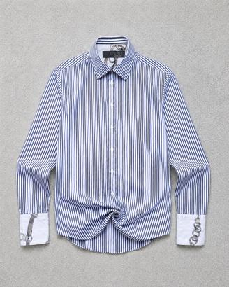 Zara Camicia Uomo Righe Bianco Blu S