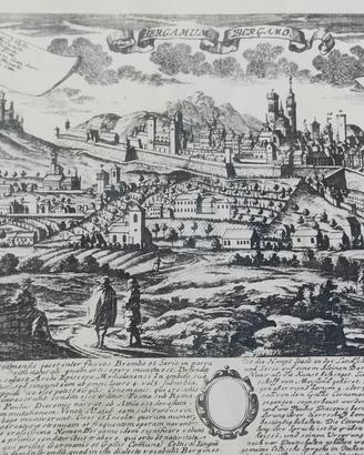 Antica stampa di Bergamo rarissima xilografia 