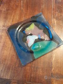 Adriano Tuninetto piatto scultura in vetro fusione