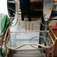 Toilette da bagno in ferro, antico, con 3 specchi 