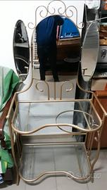 Toilette da bagno in ferro, antico, con 3 specchi 