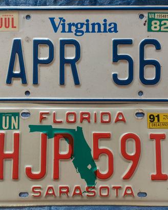 Targa Auto Virginia e Florida U.S.A.