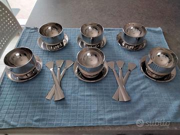 Servizio da gelato per 6 Vemi acciaio inox vintage