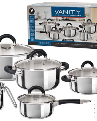 Batteria pentole acciaio inox 9 pezzi induzione