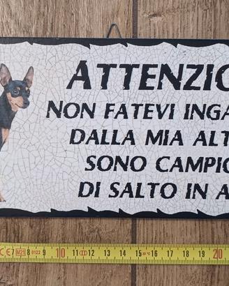 Targhetta Attenz. Pincher Salto in Alto