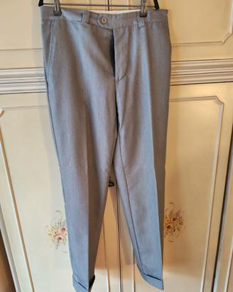 Pantaloni estivi grigio chiaro piccole righine