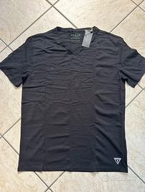 T-Shirt Uomo GUESS Nera Scollo a V Taglia L