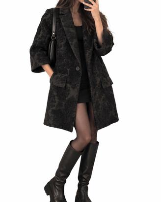 Cappotto vintage donna Made in Italy nero jacquard