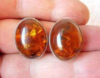 Orecchini Vintage Argento è Ambra