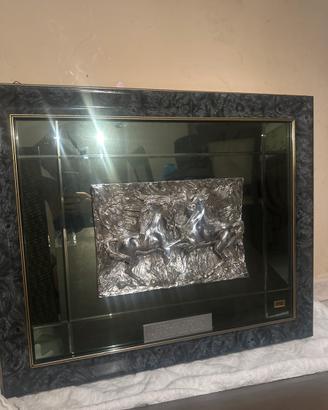 Quadro con rilievo argentato “Corsa al Trotto”