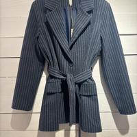 Blazer Gessato Blu Navy con Cintura