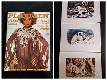 PLAYMEN GENNAIO 1976 + 3 STAMPE GUTTUSO - PASOLINI