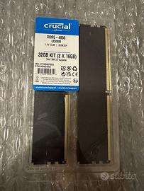 RAM Crucial DDR5 32Gb 2*16Gb 4800MHz UDIMM -Nuovo