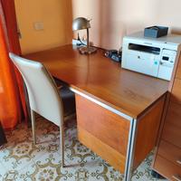 scrivania ciliegio e alluminio anni 80