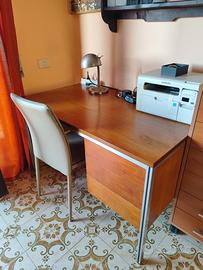 scrivania ciliegio e alluminio anni 80