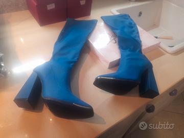 Stivali Alti Elasticizzati Blu Elettrico