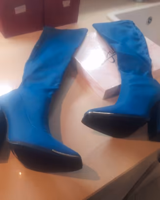 Stivali Alti Elasticizzati Blu Elettrico