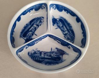 Piattino con scomparti in porcellana decorato