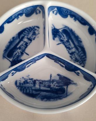 Piattino con scomparti in porcellana decorato