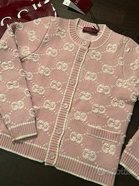 Gucci Cardigan Rosa GG Jacquard Bouclé in Lana