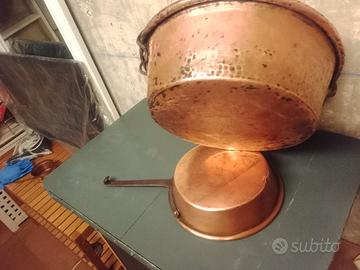 paiolo e padella rame cm 30, e cm 20