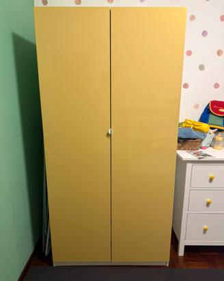 Armadio Ikea Pax 100x58x201 con ante gialle e cass