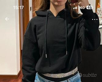 Felpa donna xs nera con bordo strass