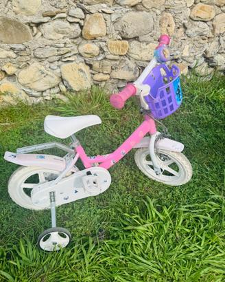 Bicicletta bambina 12 pollici con rotelle/cestino
