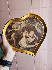 Vassoio decorativo a cuore vintage 26x24 cm