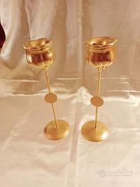 Coppia Candelabri Dorati Vintage 