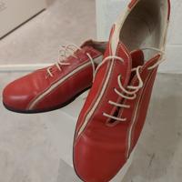 scarpe Alexander in pelle color rosso e tela beije