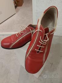 scarpe Alexander in pelle color rosso e tela beije