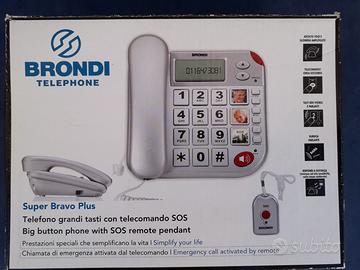 BRONDI Telefono A Filo Senior SUPER BRAVO PLUS Con Telecomando Per Chiamate SOS