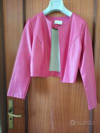Giacca corta fucsia in similpelle


