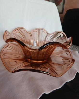 Centrotavola in vetro ambra vintage 