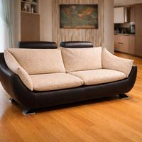 Divano pelle beige/marrone - sedute rivestite