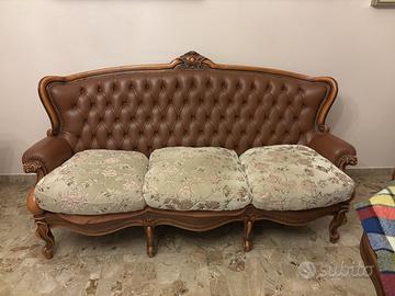 Divano Poltrona Barocco Legno Pelle Sofà Mobili