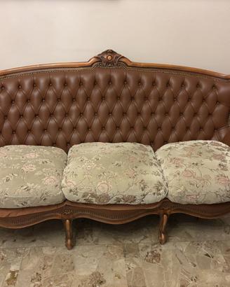 Divano Poltrona Barocco Legno Pelle Sofà Mobili