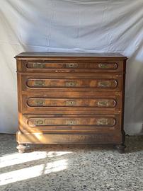 Cassettiera con decoro in radica di noce fine '800