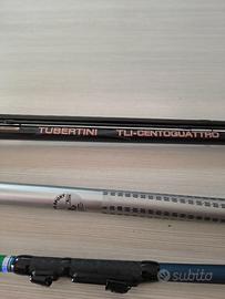 Dieci canne da pesca alcune in carbonio